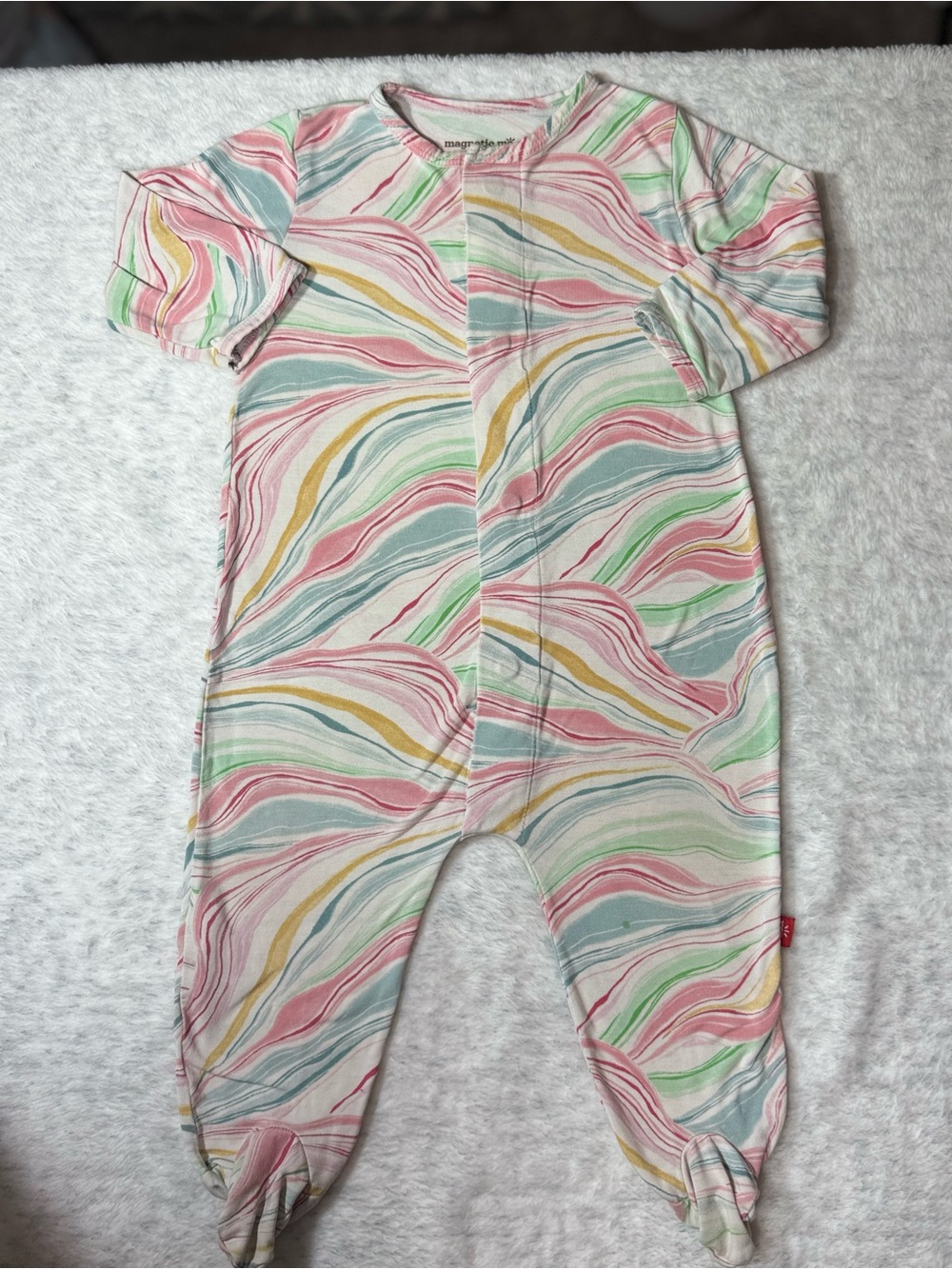Magnetic Me Pastel Marble Swirls Footie Sleeper 3-6M Baby Modal Retro Colorful